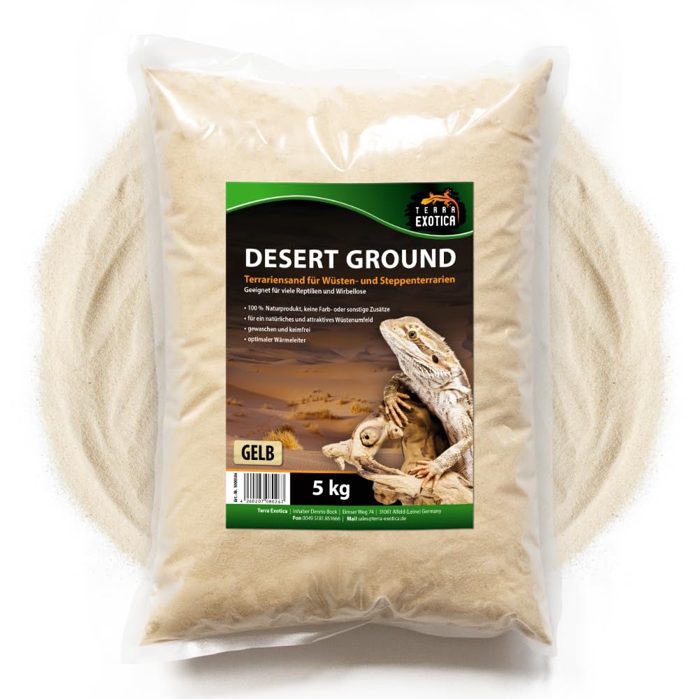 Terra Exotica Terrariensand Desert Ground - in 5, 10 oder 25 Kg - Wüstensand für EIN natürliches Wüstenumfeld im Terrarium - natürlicher Bodengrund (5 Kg)