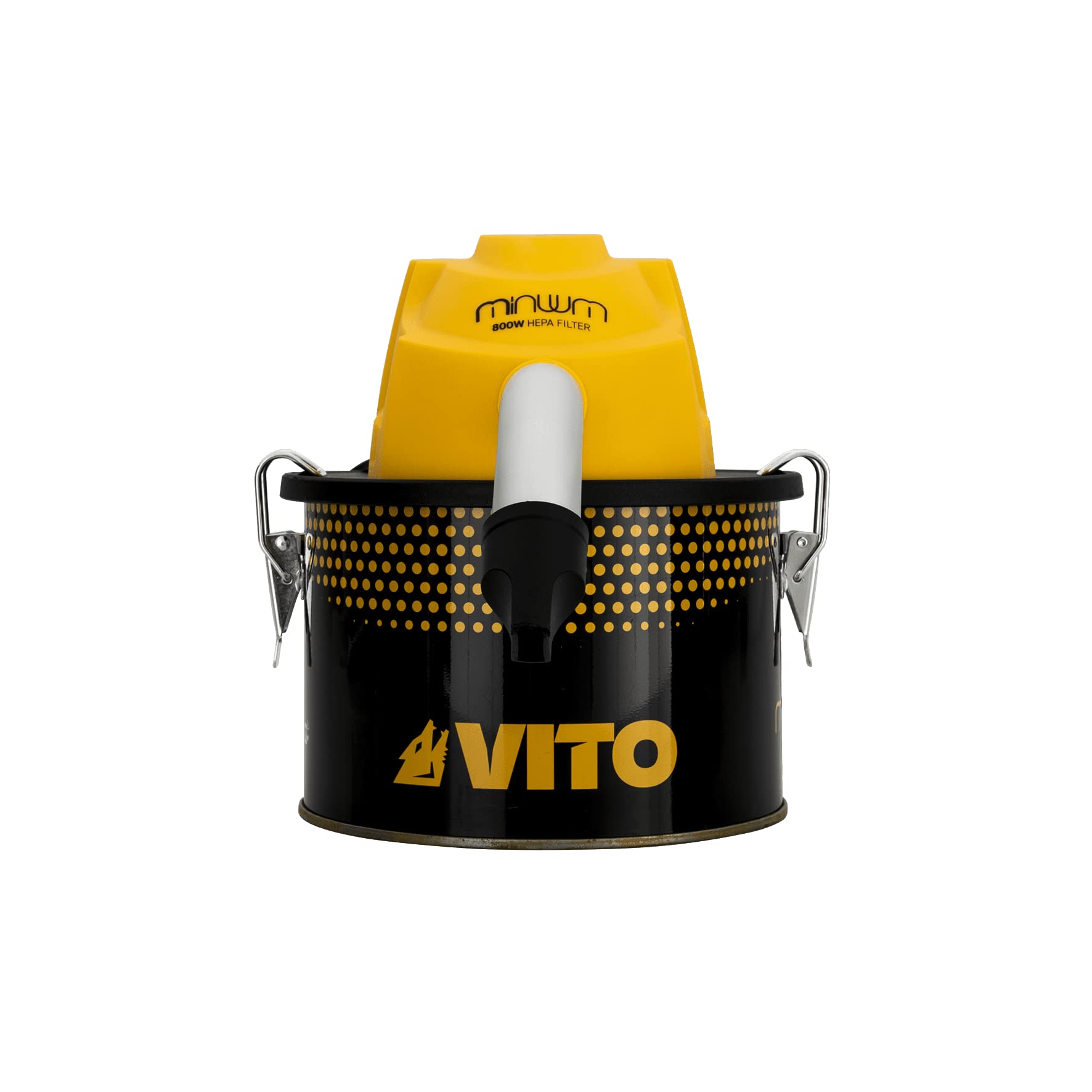 VITO Mini Staubsauger für Pellets - Aschesauger 800w 4L bis 40° auch Grill, kleine Ofen geeignet - HEPA Filter - Aluminiumrohr, Pelletofen, hochwertige Ausführung, Schwarz-gelb