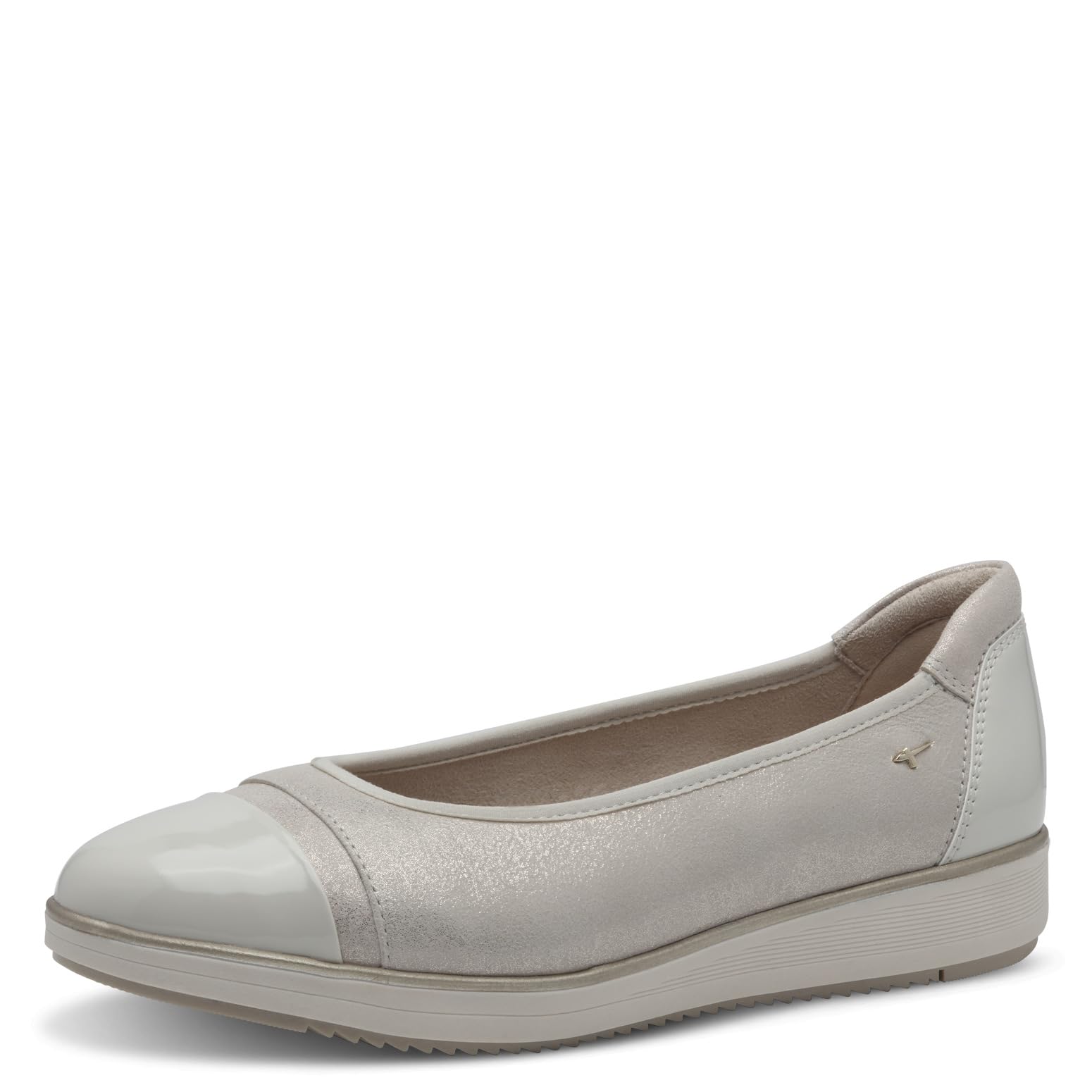 Tamaris Comfort Women’s Ballerinas Round Toe Comfortable, Beige/Gold, 7,5 UK