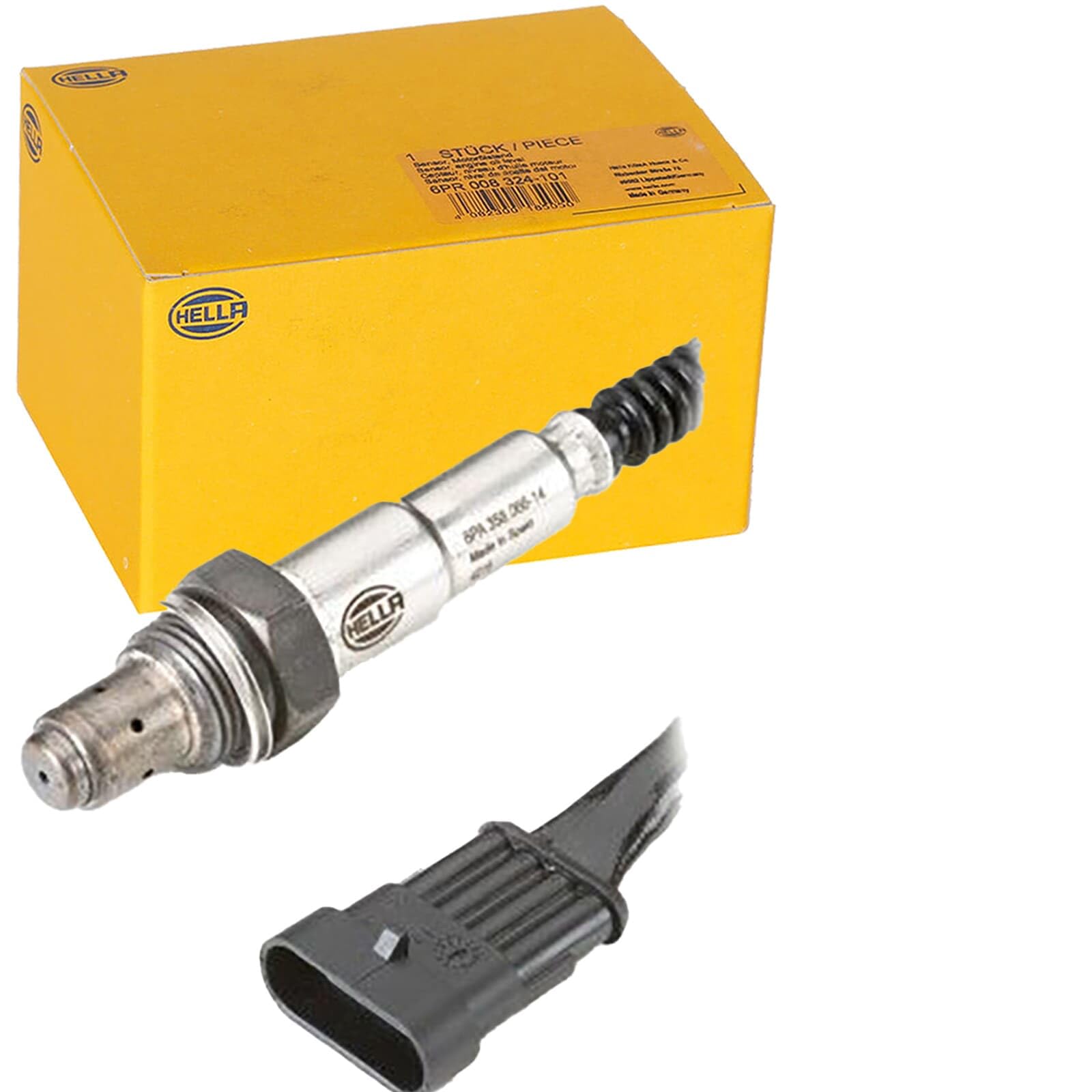 HELLA 6PA 358 066-141 Sonda lambda, 4a... poli, Cavo 350mm | Compatibile con: ABARTH 500 / 595 / 695, 500C / 595C / 695C, GRANDE PUNTO, PUNTO EVO, ALFA ROMEO 147, 166, GIULIETTA