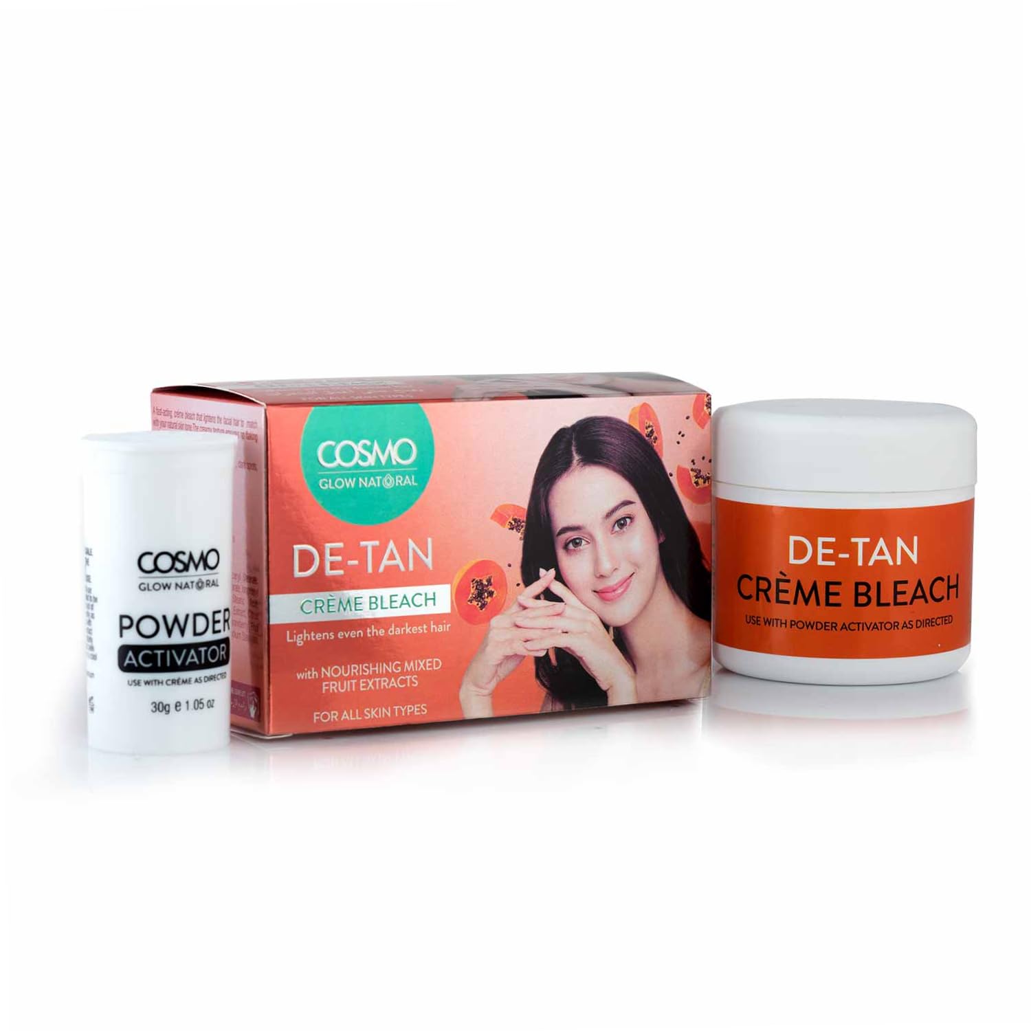 CD COSMO DESIGNSGlow Natural De-tan Creme Bleach, With Nourishing Mixed Fruit Extracts, Provide Excellent Nourishment to Your Hair, For All Hair Types