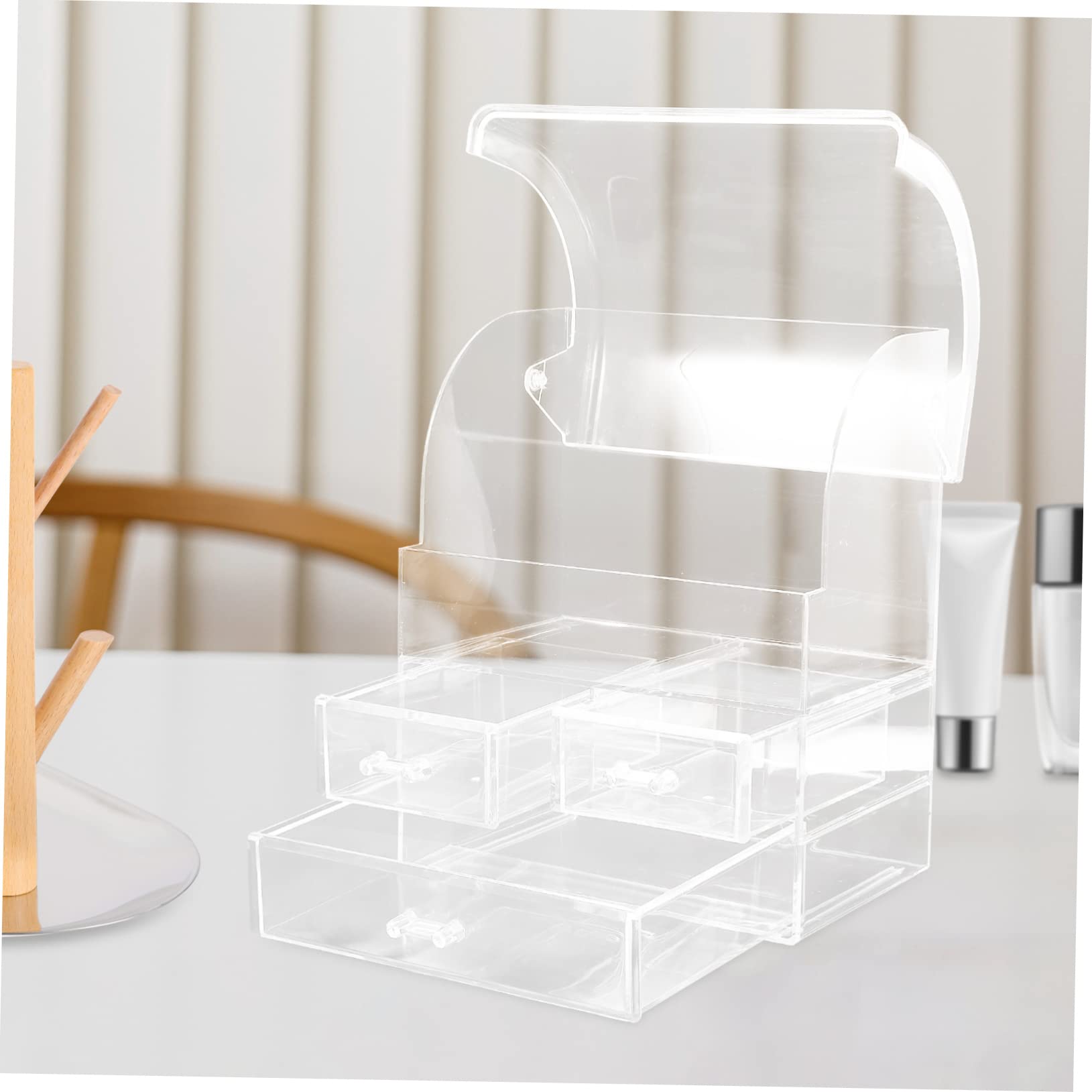 Ipetboom Organizzatore da Scrivania Cassetti, Scatola Portaoggetti in Ps, Grande Scomparto e Mini Cassetti per Cosmetici e Smalti