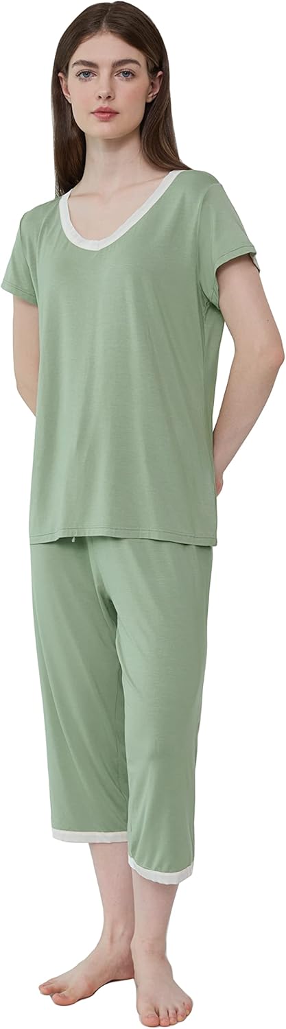 Joyaria Cooling Pajamas Bamboo Viscose Lightweight PJs Set Women Wicking Sleepwear for Night Sweat S-XXL - Image 2