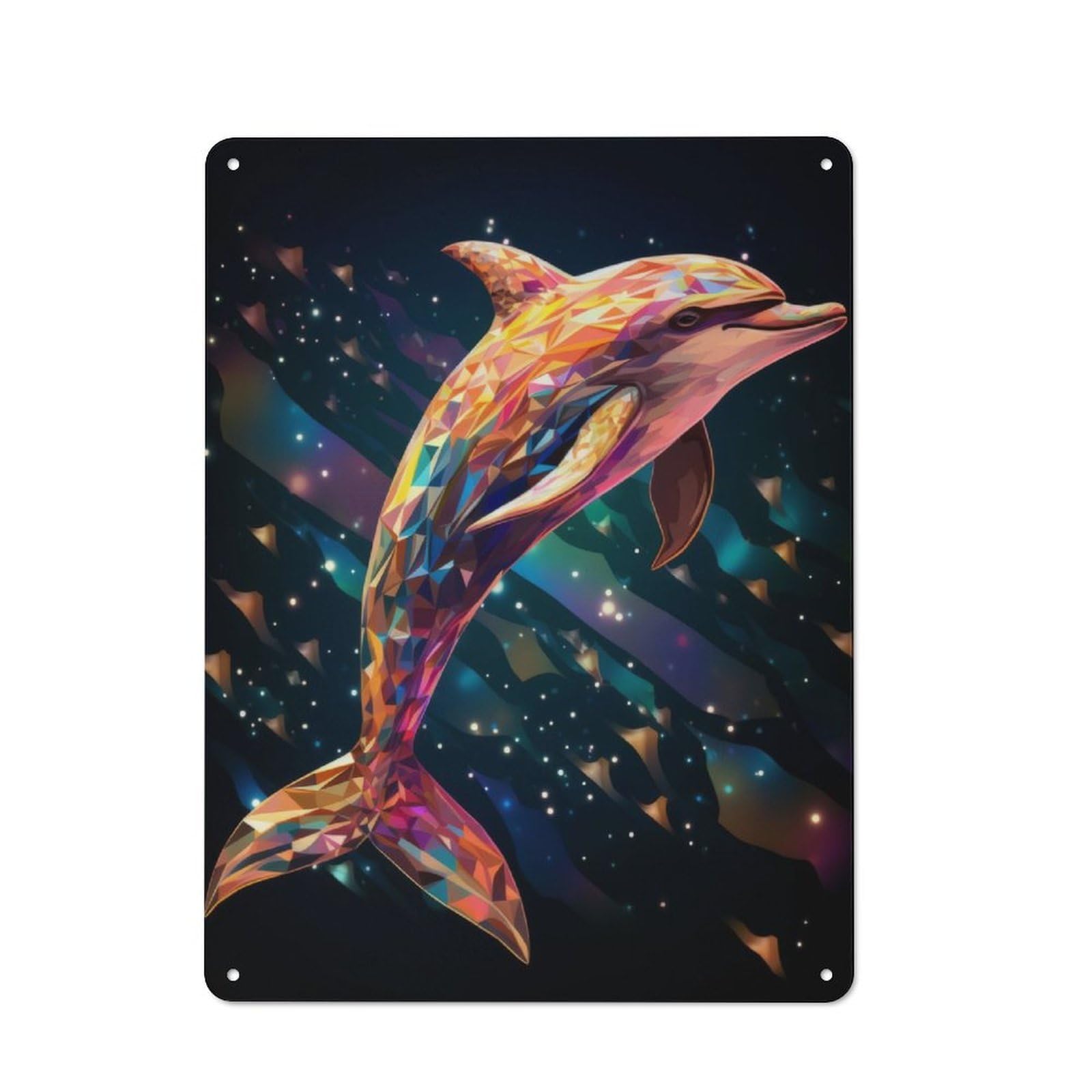 Junmoney Geometric Dolphin Retro Metal Wall Sign 40X30cm For Guest Room Or Hallway, New-Space Wall Decor For Home Decor Collectors