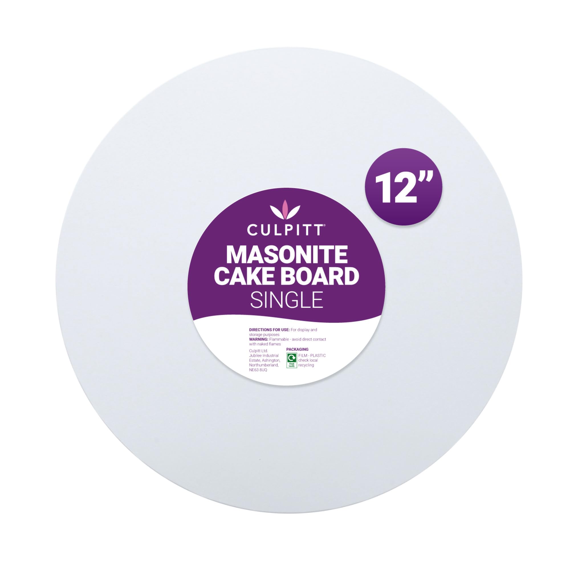 Culpitt Gloss White White 12" Masonite Cake Board, Extra Strong, Round, 5Mm Thick | | 304Mm | 12 Inch Round