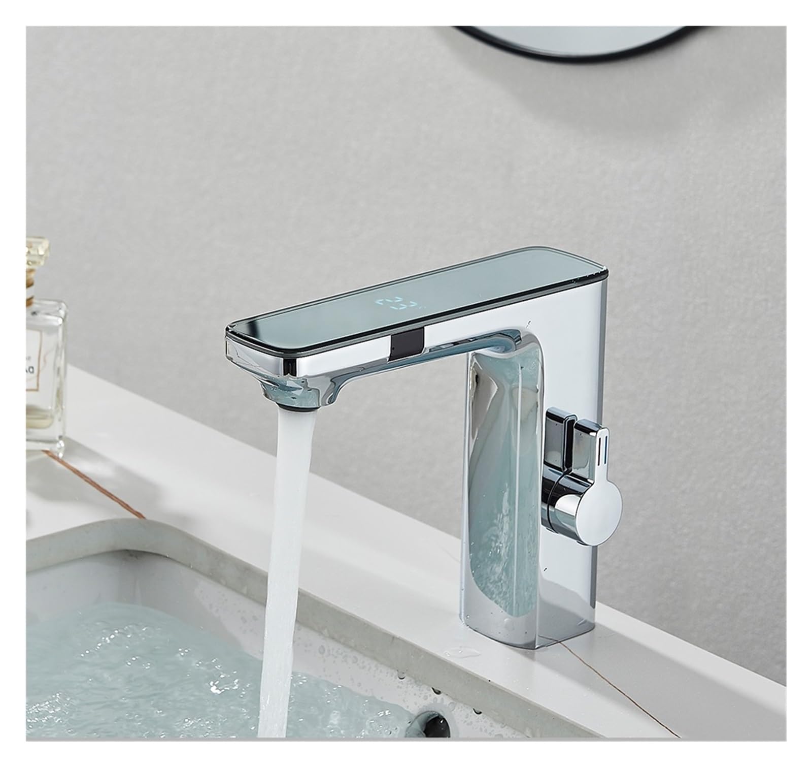 Grifo con sensor inteligente cromado y mezclador automático de agua fría y caliente para lavabo