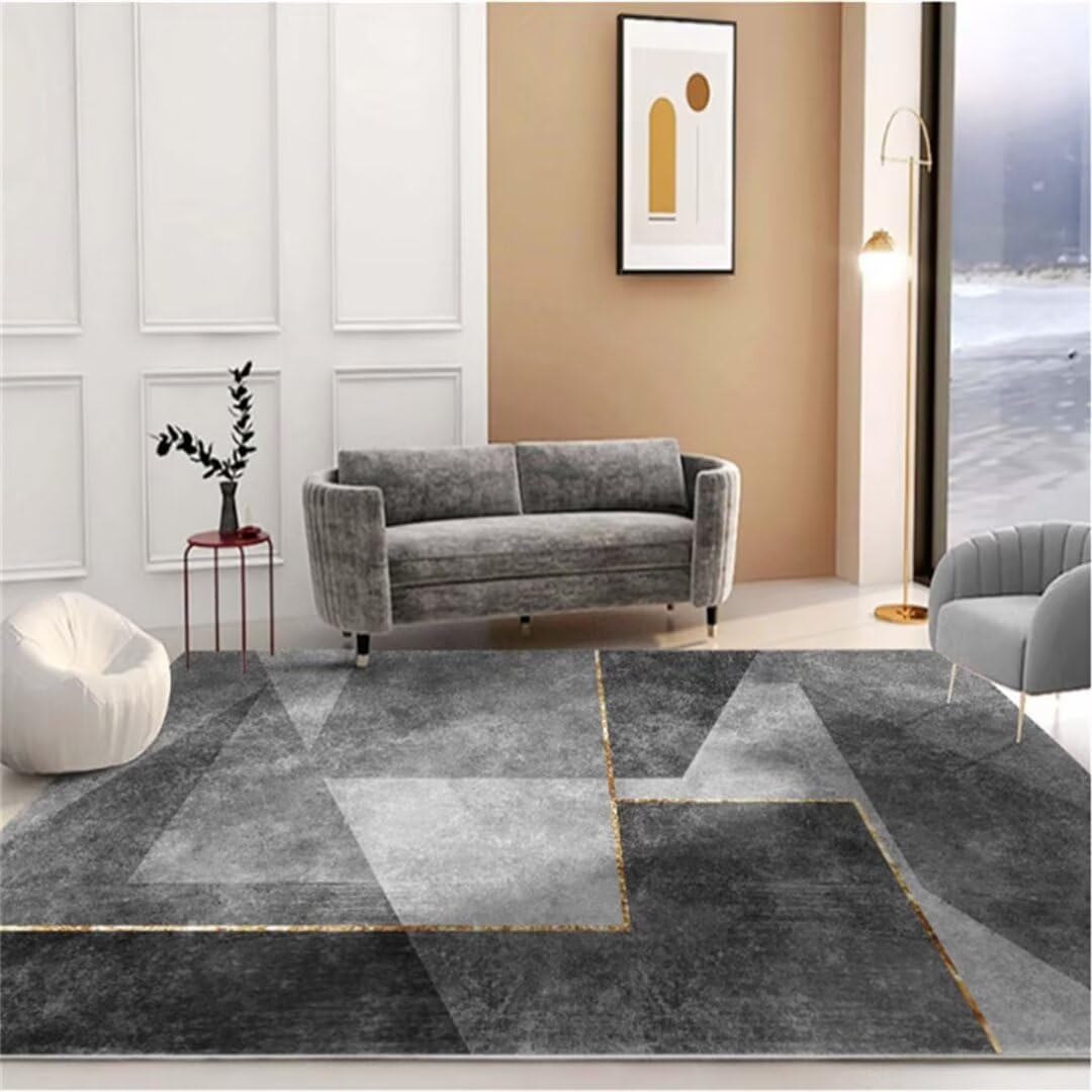 Tapis de chambre à motif géométrique gris grand format 160x230