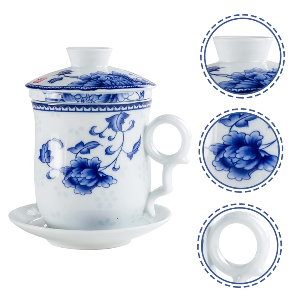 COLLBATH Té Taza De Té De Cerámica Tapa Filtro Taza De Tradicional Chino Para Bebidas De Leche Casa