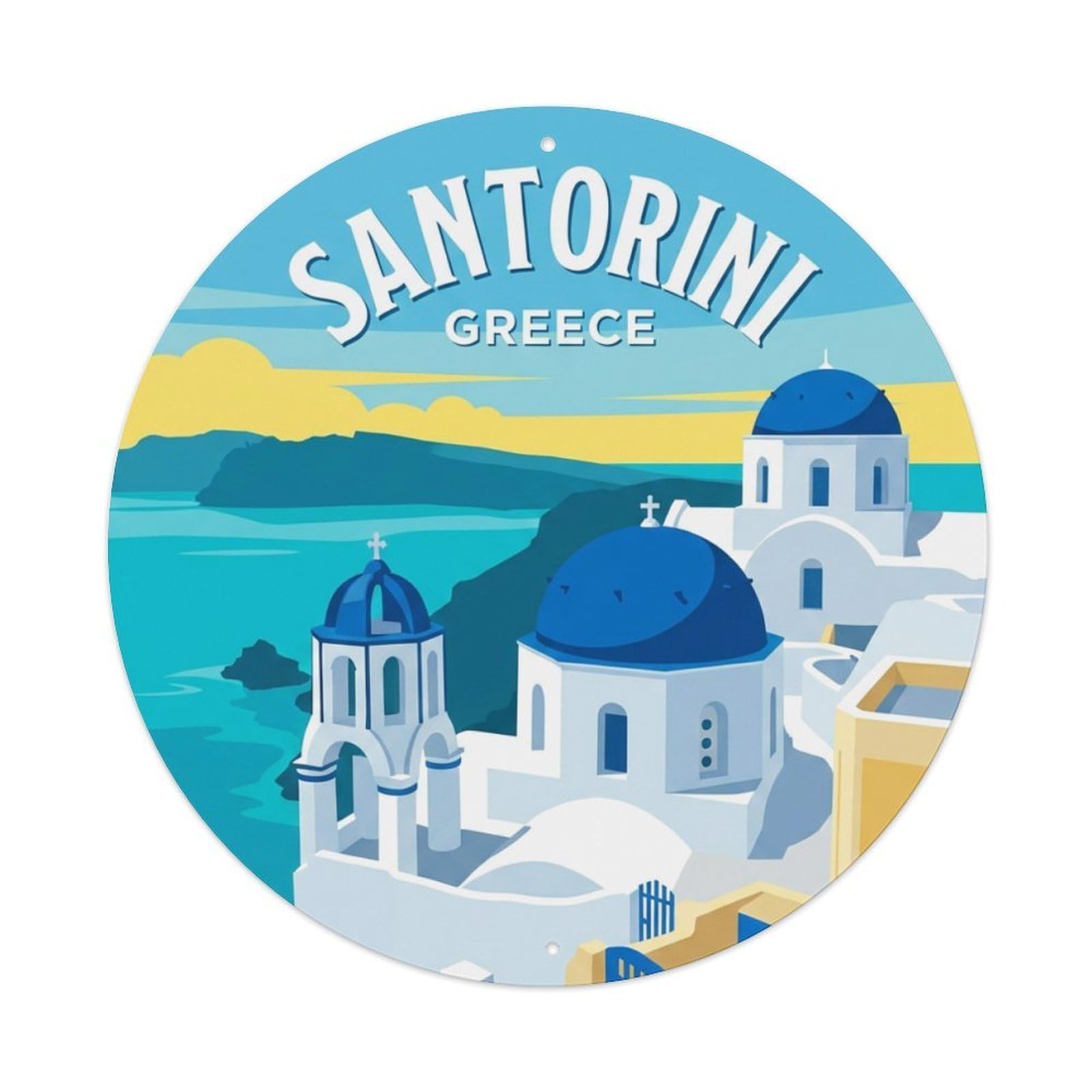 Metal Tin Sign Retro Travel Greece Santorini
