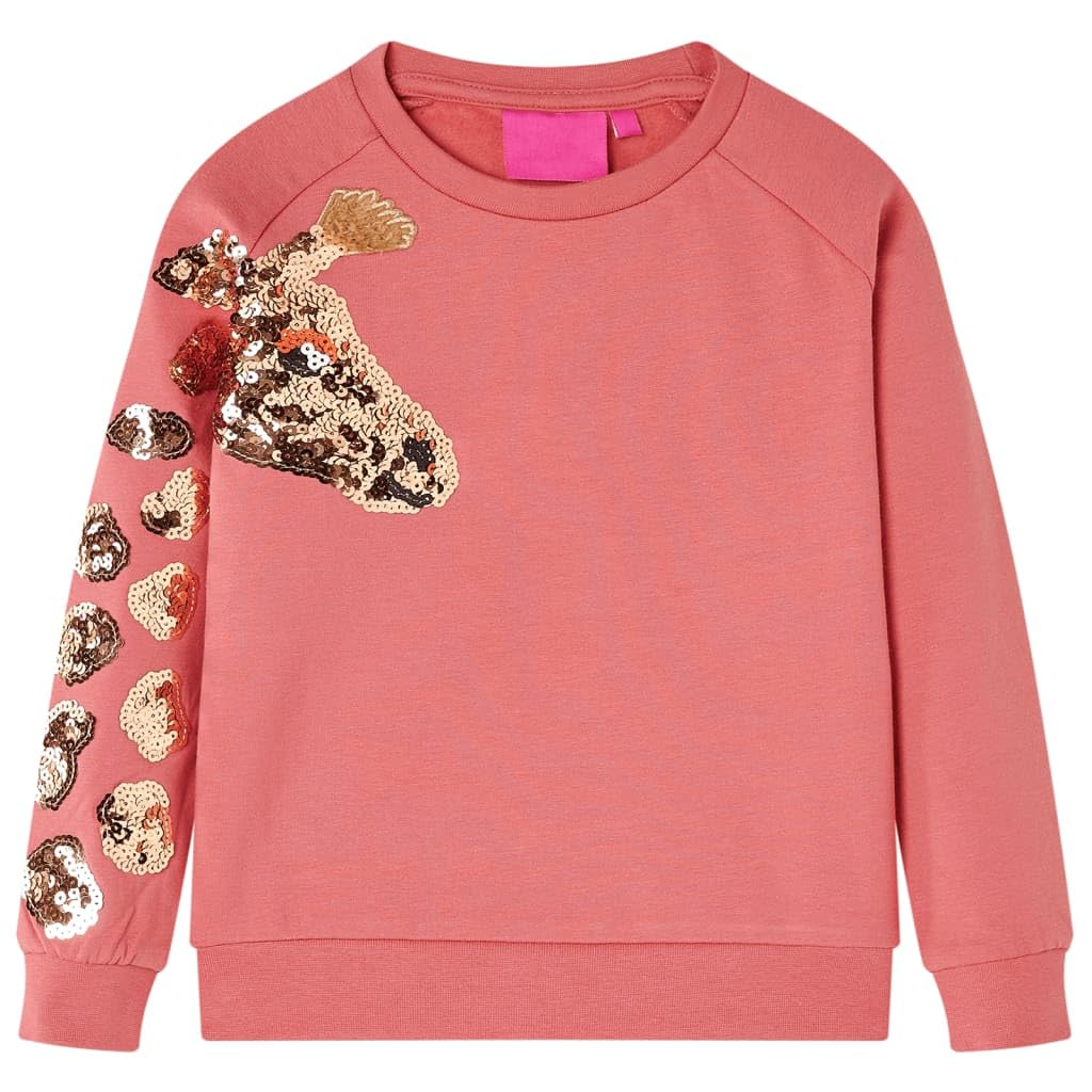 Vidaxl (Pink, 128) Kids' Sweatshirt Children's Long Sleeves Pullover Kids' Top Sequined Giraffe