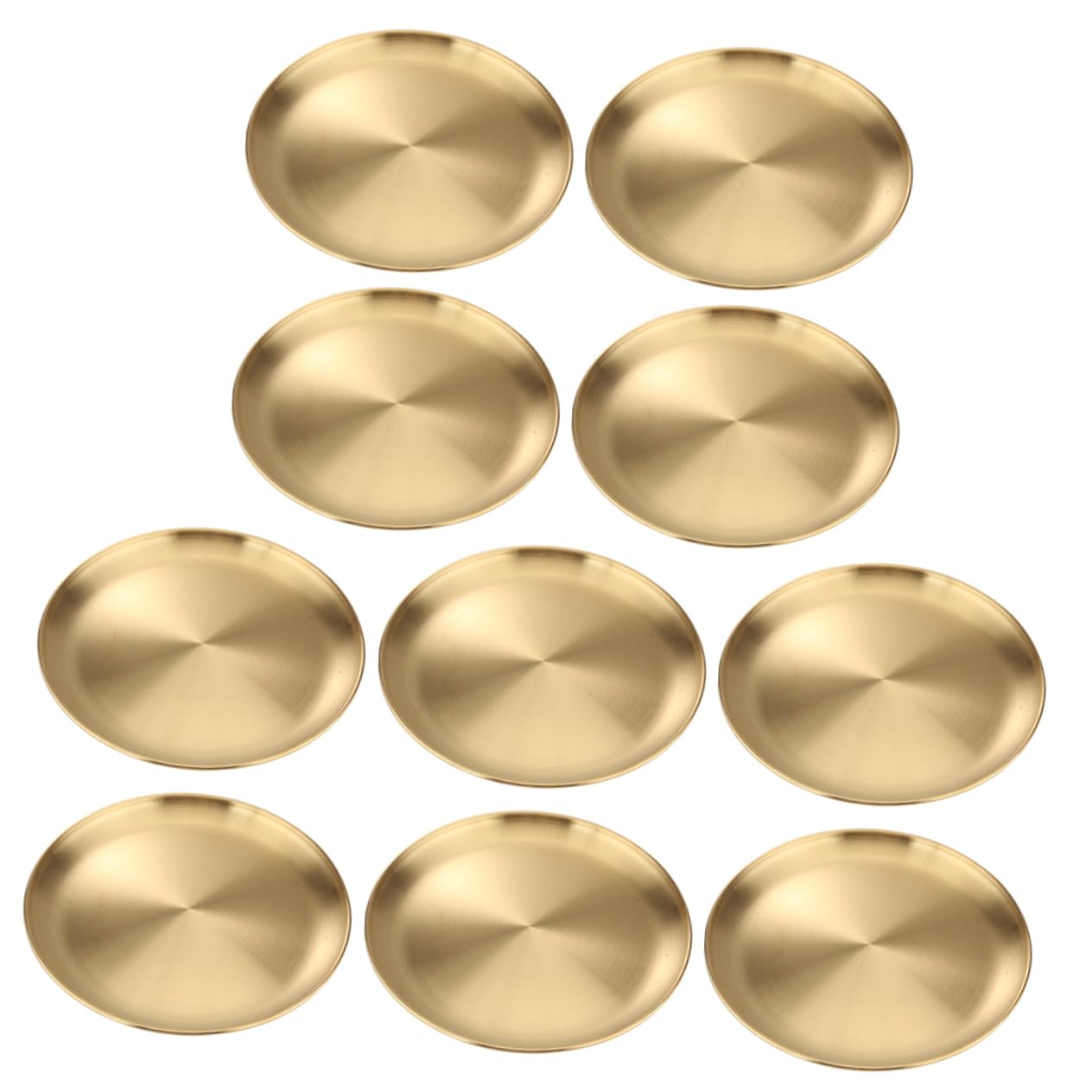 Cabilock Stainless Steel Plate Simple Steak Tray Round Fries Plate Multi-purpose Serving Tray Set of 10