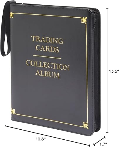 Miniatura 10 de Bright Creations Carpeta de cuero con 9 bolsillos y 3 anillas para béisbol, juegos y deportes, diseño de 20 páginas, capacidad para 360 tarjetas