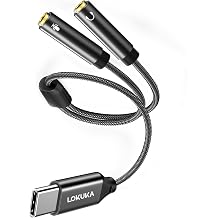 USB C to TRS 3.5mm Headphone Mic Splitter, Type C to Headphone and Microphone Jack Audio Adapter for Dual-Plug PC Gaming Headset to Type-C Laptop, Tablet, Mobile Phone, PS5, 12 inch, Gray