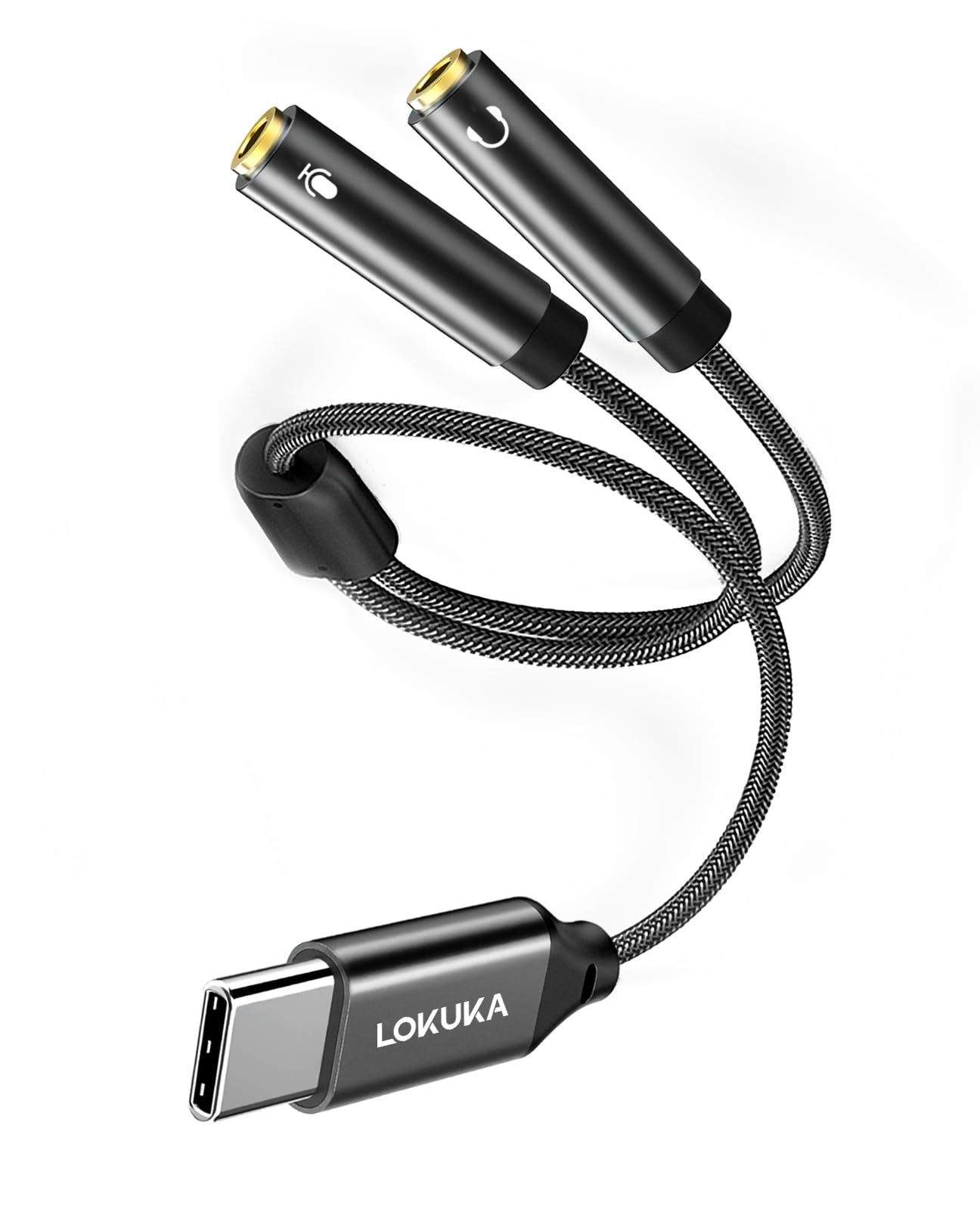 Divisor de micrófono de auriculares USB C a TRS de 3,5 mm, tipo C a adaptador de audio para auriculares y micrófono para auriculares de PC de doble enchufe a laptop tipo C, tablet, teléfono