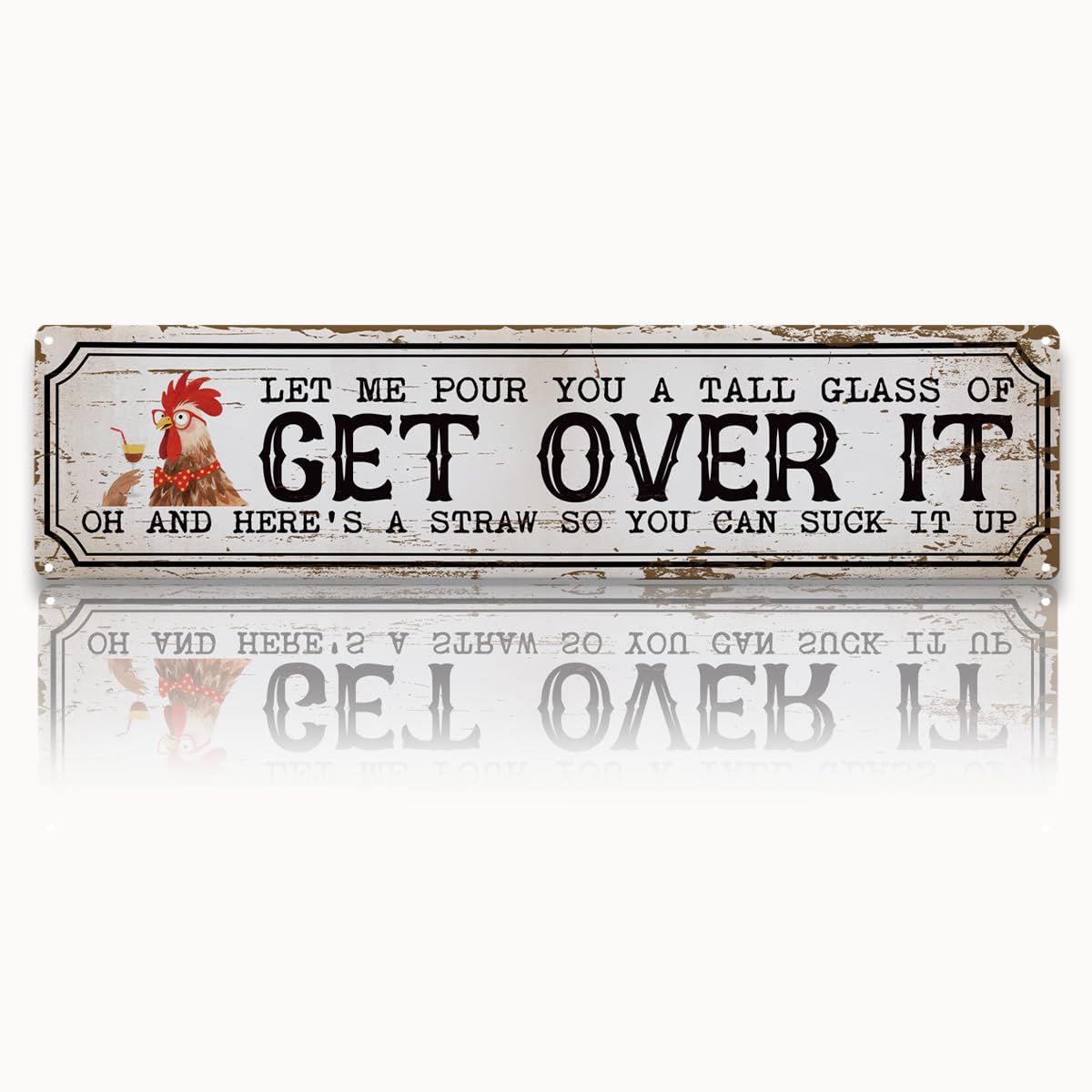 peiyeety Vintage Metal Tin Sign Get Over It Retro Street Sign, Rustic Wall Decor for Home, Man Cave, Garage, Kitchen, Office, Farmhouse, Patio, Garden, Porch, 4 * 16 inch
