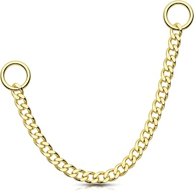 OUFER 14K Gold Earrings, Convertible Dangle Chain for Double Piercings, Drop Dangle Earrings