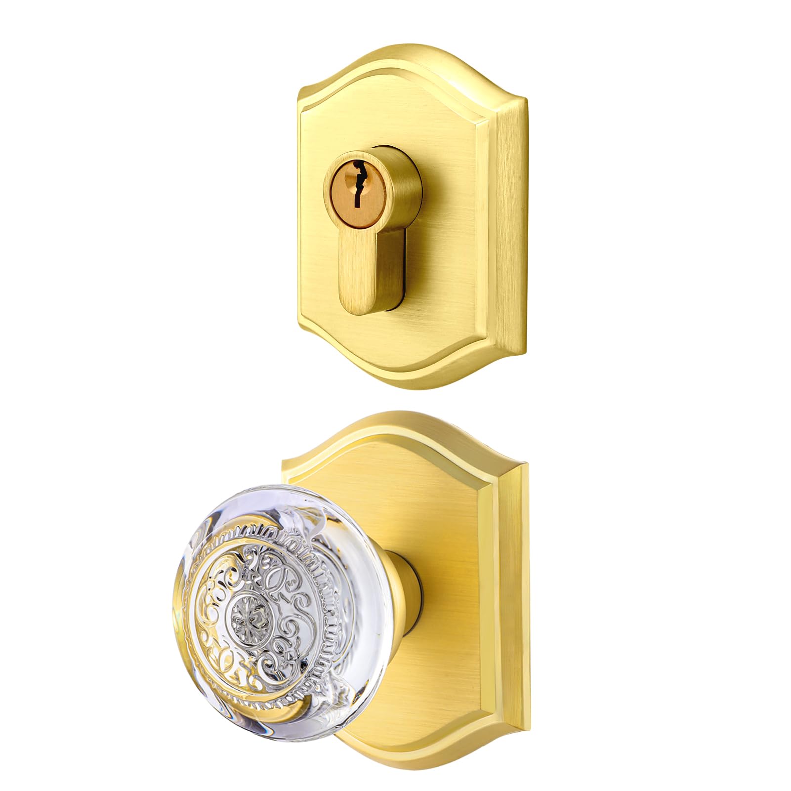 Vintage Brass Glass Door Knobs with Lock -18