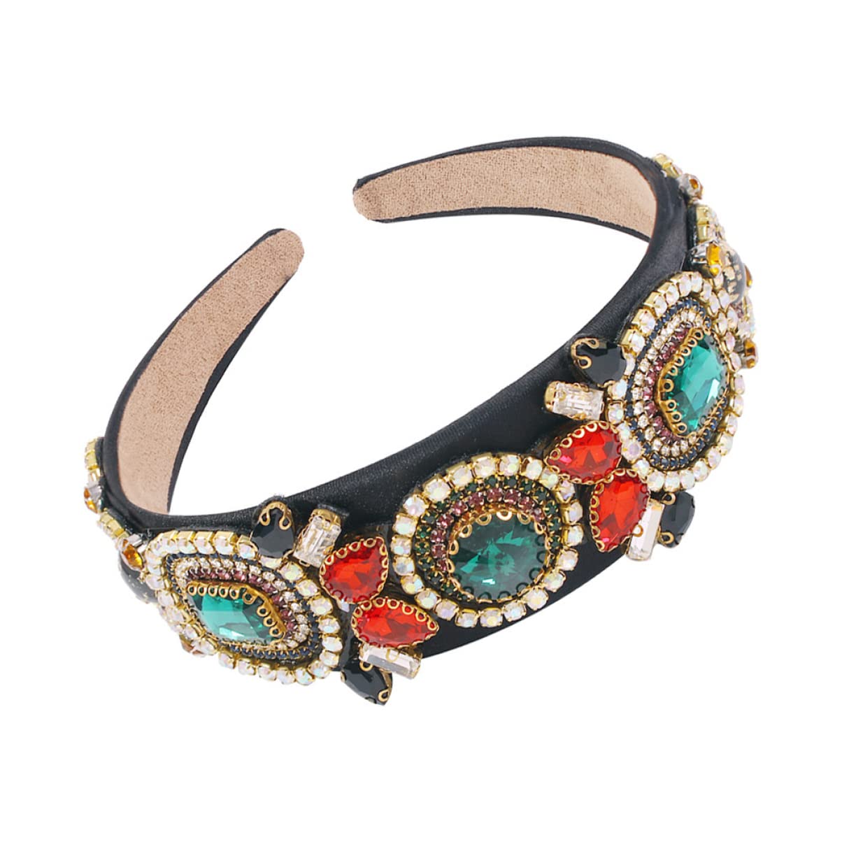 FRCOLOR 2piezas Diadema Ancha De Cristales De Vidrio Retro Para Mujeres Accesorio De Moda Elegante Para Fiestas y Compromisos Diseño Chic Color Verde