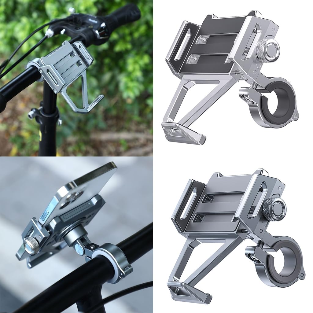Motocyklowy aluminiowy uchwyt na telefon obracający się o 360 stopni kierownica motocyklowa zamontowany uchwyt na telefon komórkowy stojak odporny na wstrząsy
