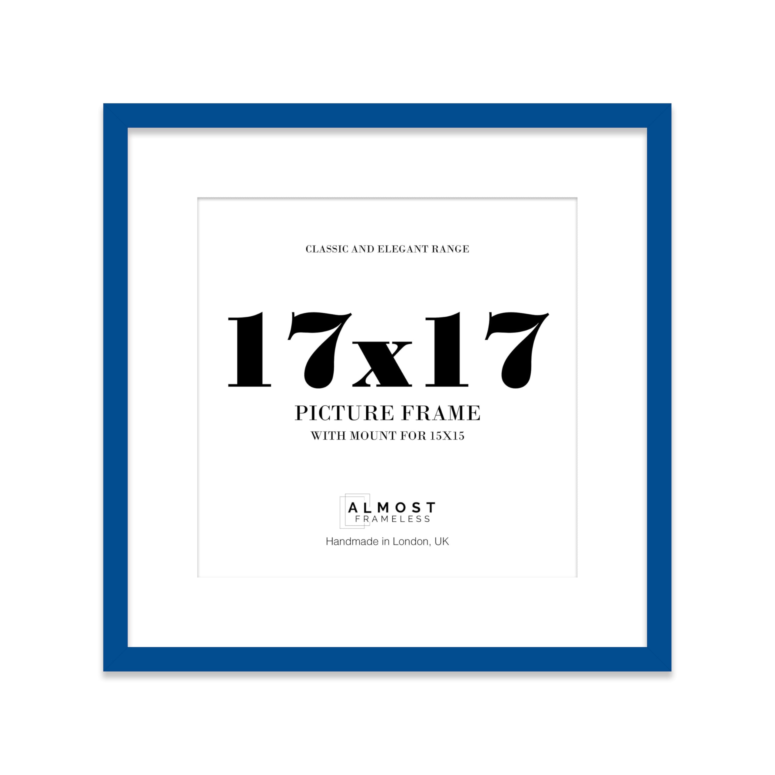 17x17 Blue Picture Frame with Mount for 15x15 Photos, Prints - Modern Square Wall Frame, 1 Pack