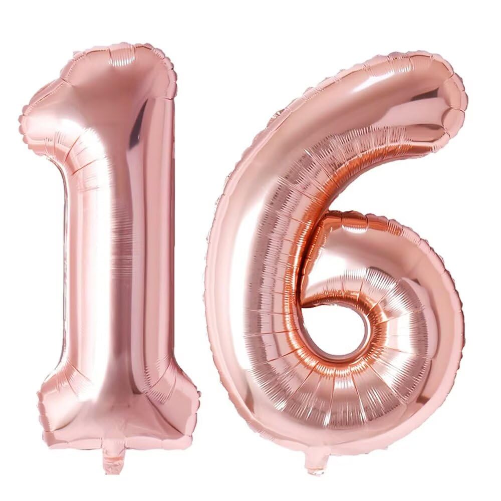 Number 16 Balloon Rosegolden Numbers Balloons 16 Birthday Party Foil Balloon 16 Deco Anniversary-100cm โ image 1