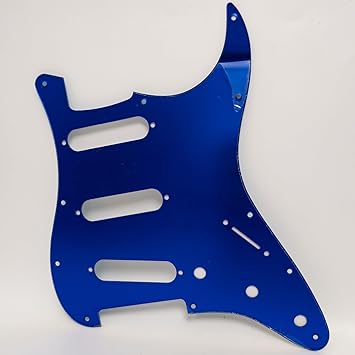 SSS 11 Hole Guitar Pickguard for ST Electric Guitar Blue Mirror Scratch Plate, Compatible with Strat Electric guitars Replacement parts