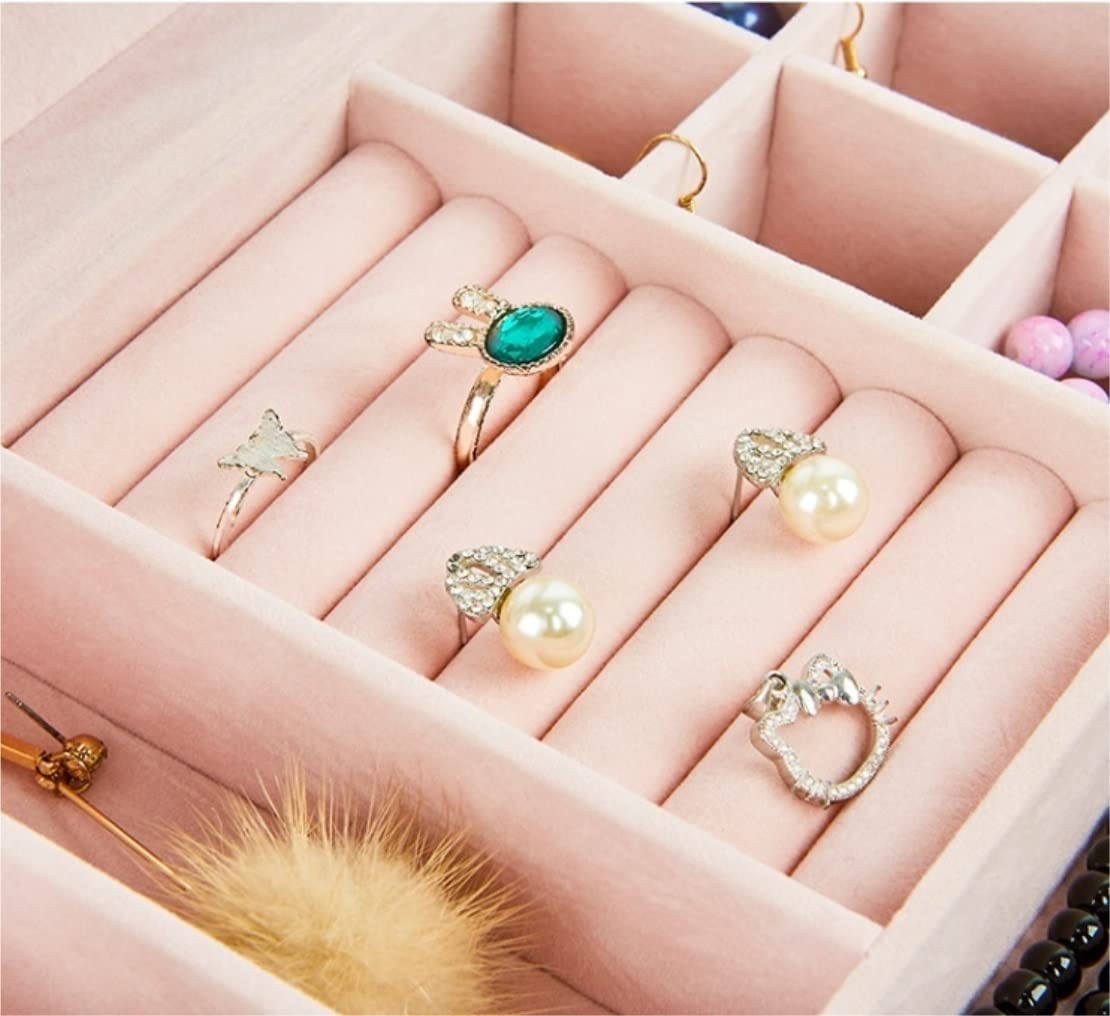 Schmuck-Organizer, Schmuckkästchen, großes Schmuckkästchen, Organizer, Schublade, Spiegel für Damen, PU-Leder, Aufbewahrungskoffer für Ohrringe, Ringe, Halsketten, Armbänder, Uhren, Schmuckkästchen,