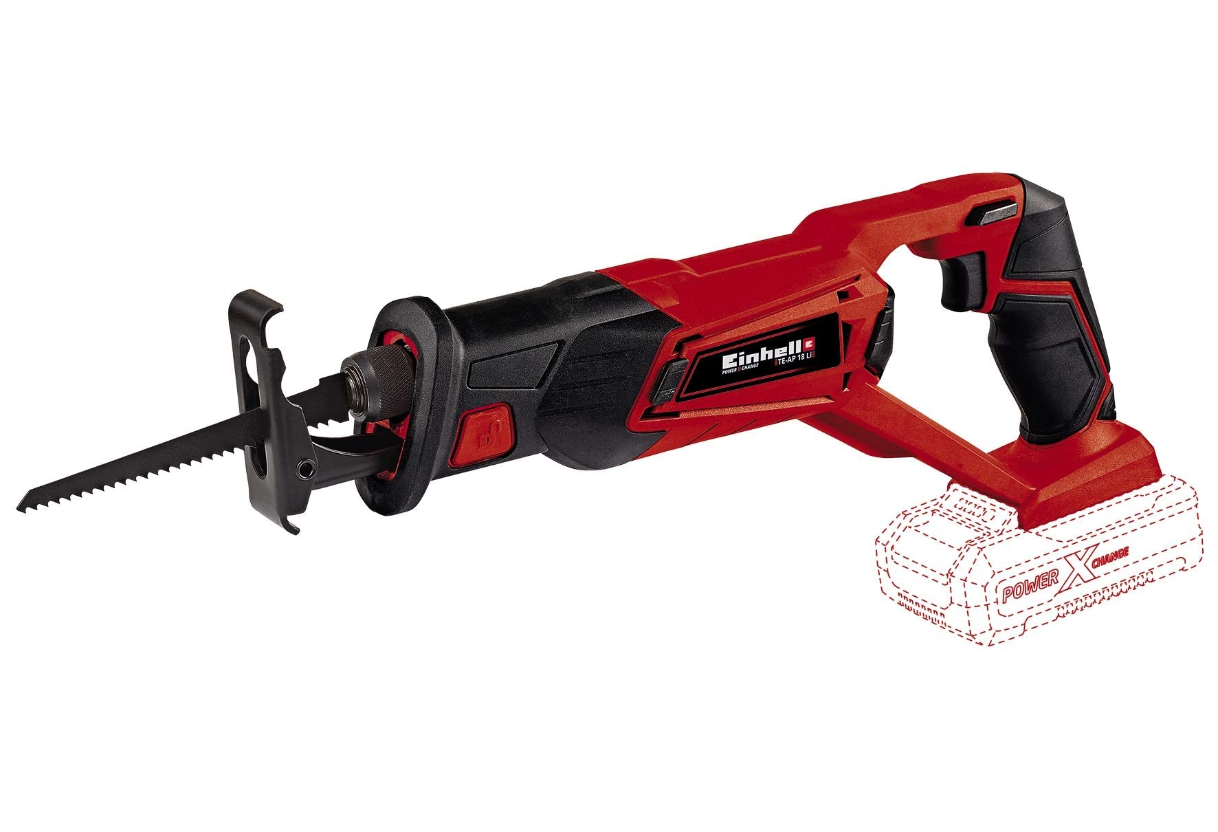 Einhell Akku Säbelsäge TE-AP 18 Li Power X-Change (Lithium Ionen, 18 V, werkzeugloser Sägeblattwechsel, max. 100 mm in Holz, inkl. Systemkoffer, 2.5 Akku und Ladegerät)