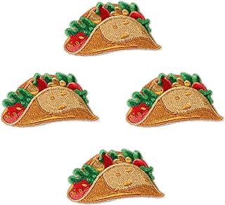 Taco Patch for Clothing Iron On Food Embroidered Sew Applique Cute Patch Fabric Clothes Badge Garment DIY Apparel Accessories 5 PCS 4.5cm X8.1cm