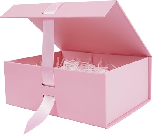 Aimyoo Große rosa Geschenkbox mit Band, 29,2 x 21,8 x 10,4 cm, Trauzeugen-Antrag