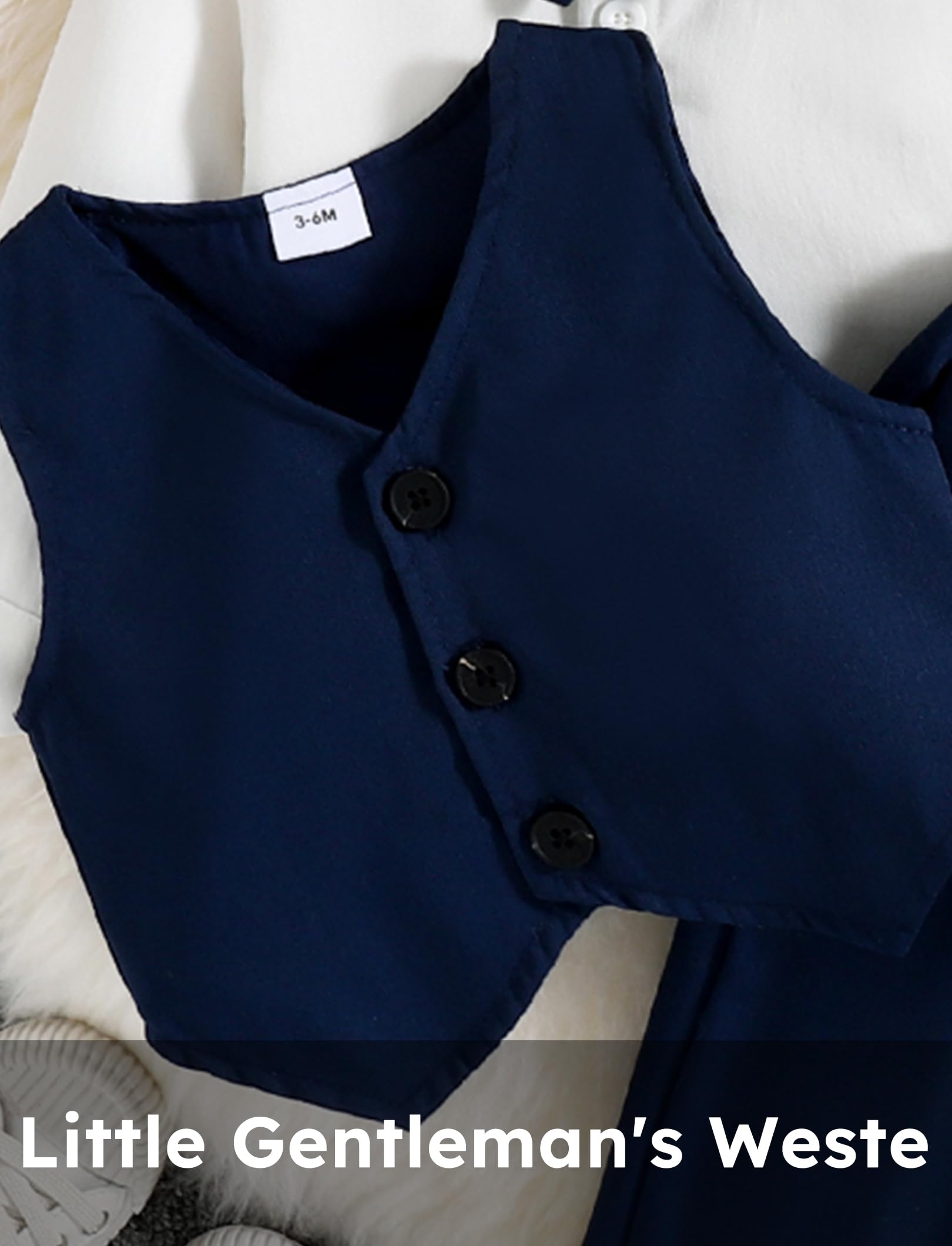 PATPAT Completi e Coordinati per Bambino - Vestiti Neonato Maschio Abbigliamento con Maglietta, Completo di Pantaloni da Cerimonia, Papillon e Maglietta Elegante - Abito Bimbo Battesimo, 0-18 Mesi