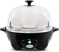Elite Gourmet EGC-007B Rapid Egg Cooker: 7 Perfect Easy-Peel Soft/Medium/Hard Boiled Eggs, Poacher, Omelet Maker, Black