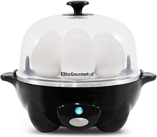 Elite Gourmet EGC-007B Rapid Egg Cooker: 7 Perfect Easy-Peel Soft/Medium/Hard Boiled Eggs, Poacher, Omelet Maker, Black