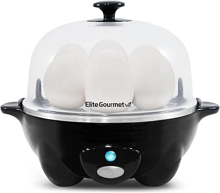 Elite Gourmet EGC-007B# Rapid Egg Cooker, 7 Easy-To-Peel, Hard, Medium,
