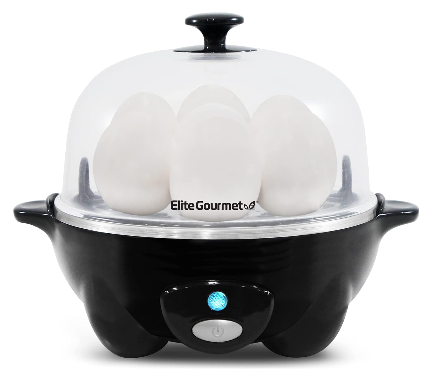 Elite Gourmet EGC-007B Rapid Egg Cooker 7 Easy-To-Peel Hard Medium Soft Boiled Eggs Poacher Omelet Maker Auto Shut-Off