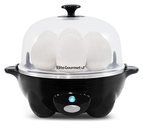 Elite Gourmet EGC-007B# Rapid Egg Cooker, 7 Easy-To-Peel, Hard, Medium,
