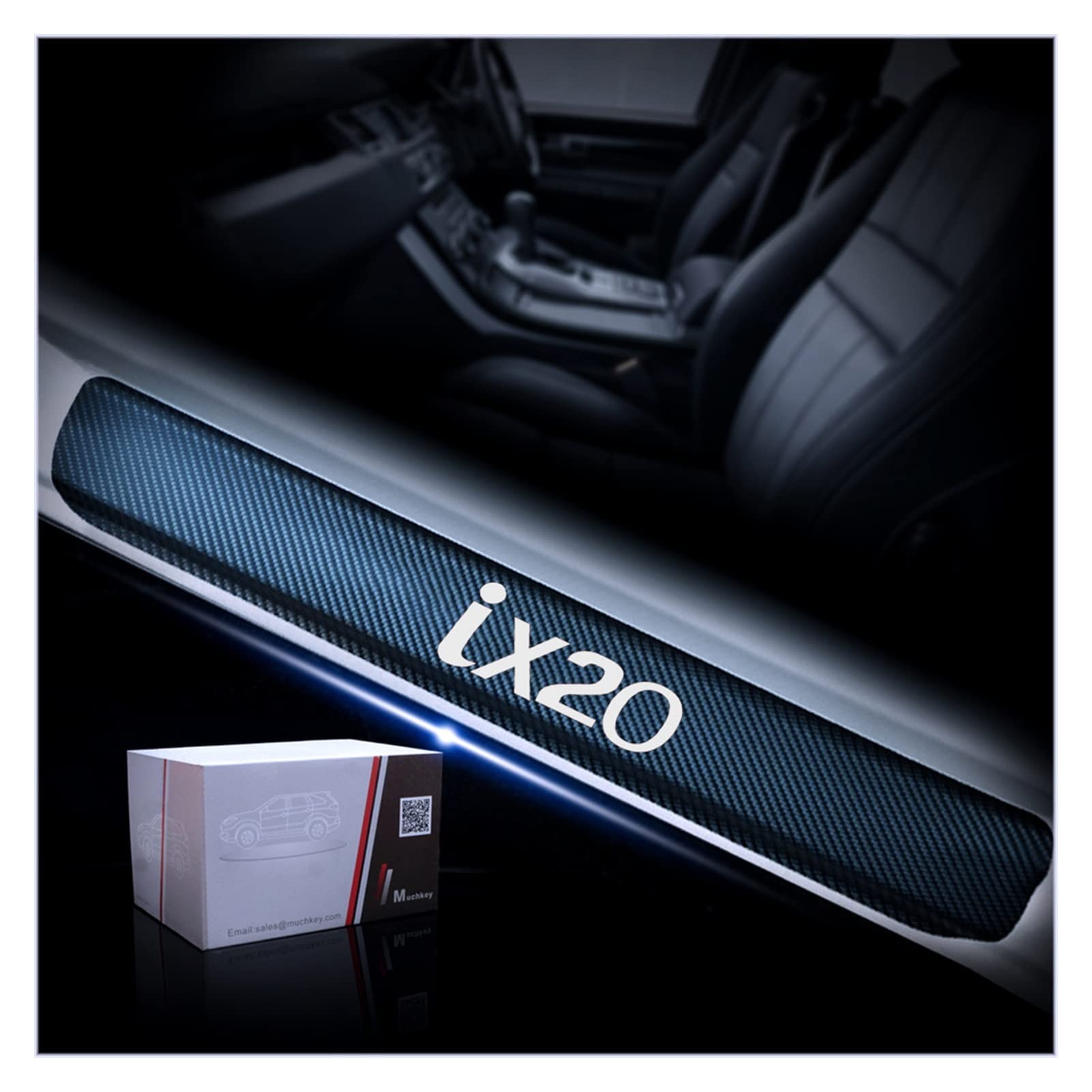 4 Pezzi Battitacco Auto per Hyun-dai Ix20, Fibra di Carbonio Antiscivolo AntiGraffio Soglia della Porta calciere Protezioni del Pedale dello Car Styling Accessorio