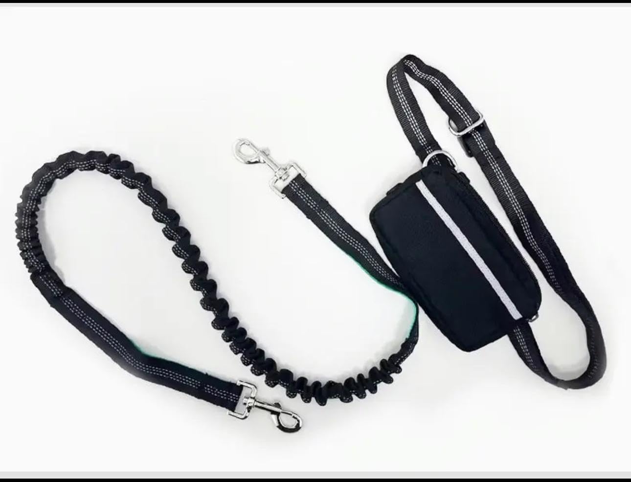 Hands-Free Dog Leash with Pouch, Dog Training Leads with Adjustable Waist Belt, Reflective Bungee Dog Lead - Image 3