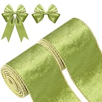 2 Rotoli Di Nastro In Velluto Natalizio, 2,5 Pollici X 5 Iarde Cad., Totale 10 Iarde, Con Bordo In Ferro, Morbido Per Pacchi Regalo E Ghirlande, Bianco