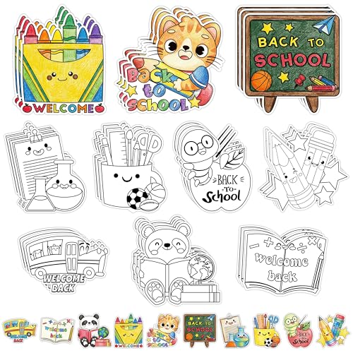 X1zuue Back to School Coloring Art Craft Kits - 30Pcs Color Your Own Welcome Back Magnets for Kids DIY First Day of School Coloring Magnet for Classroom Activity Fridge Refrigerator Decors