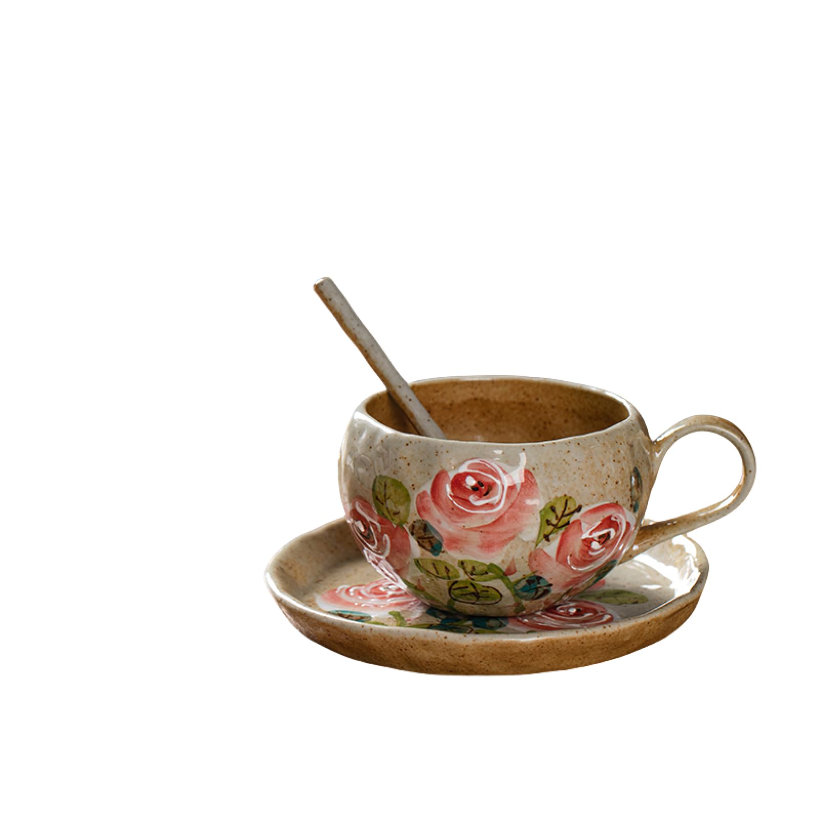 Filiżanka do kawy chińska ceramika i spodek zestaw - kubek w stylu vintage kubek na wodę, kreatywny domowy zestaw do herbaty - nadaje się do latte, cappuccino, gorącej herbaty