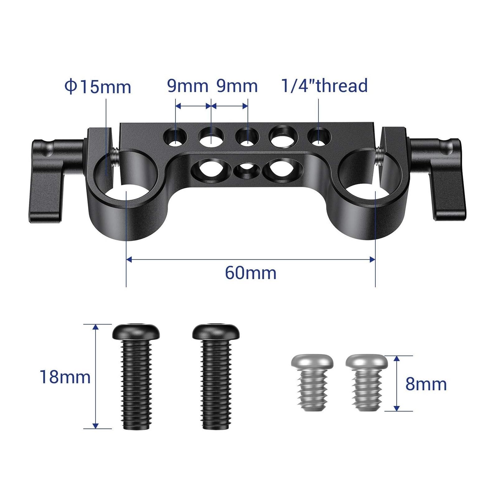 Genérico Abrazadera Ligera de Varilla Railblock 15mm con Rosca 1/4 "-20 for Soporte Hombro for cámara DSLR 2061(15mm Rod Clamp-b)