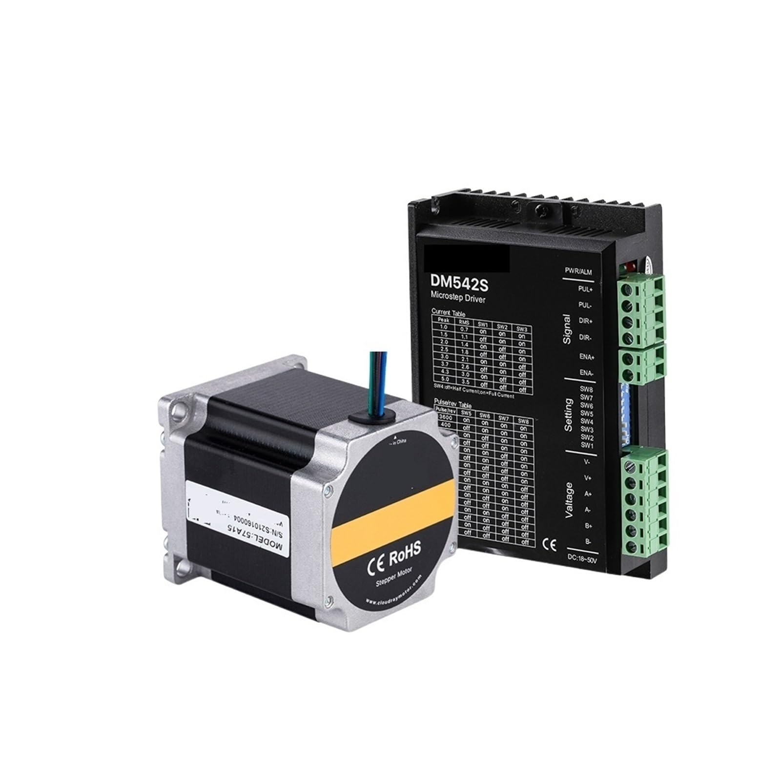 Kit moteur pas à pas Nema 23 open loop avec pilote 2.8A 18-50VDC pour fraisage CNC