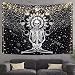 Skull Tapestry Meditation Skeleton Wall Hanging Tapestry, Chakra Starry Tapestry-Black and White Stars, Mural for Bedroom, Living Room, Dorm, Home Decoration (51.2" x 59.1")