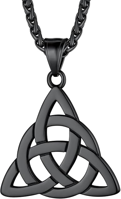 Richsteel Irish Celtic Knot/Viking Odin Helmet Thor's Hammer Mjolnir/Nordic Runes Symbol Pendant Necklace for Men Women, Stainless Steel/Gold/Black Plated, Sturdy Wheat Chain 22"-24", Send Gift Box