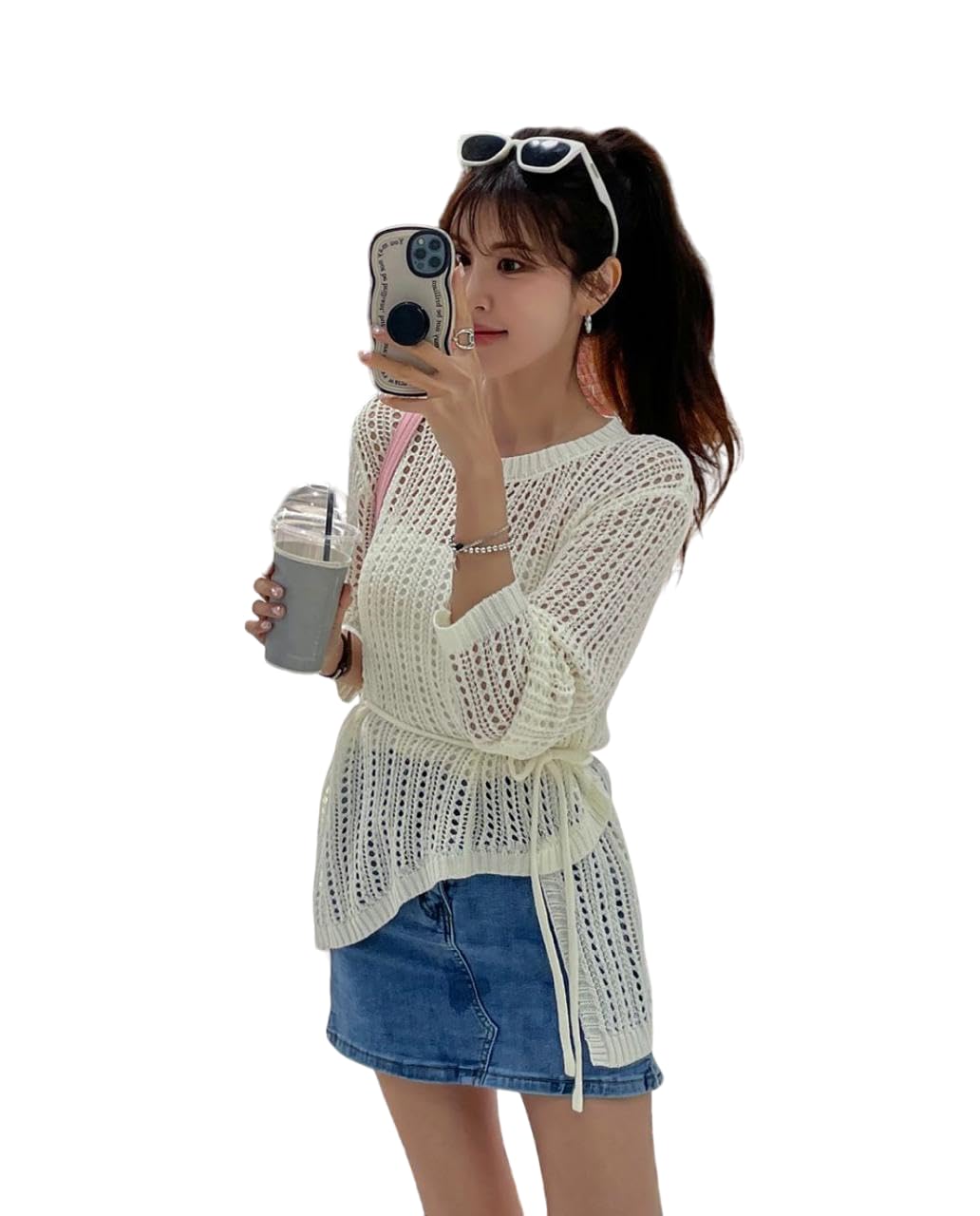 mystify Women's Knit Crochet Sweater Summer Sexy Hollow Beach Cover Ups Long Stylish Pullovers-picture-12