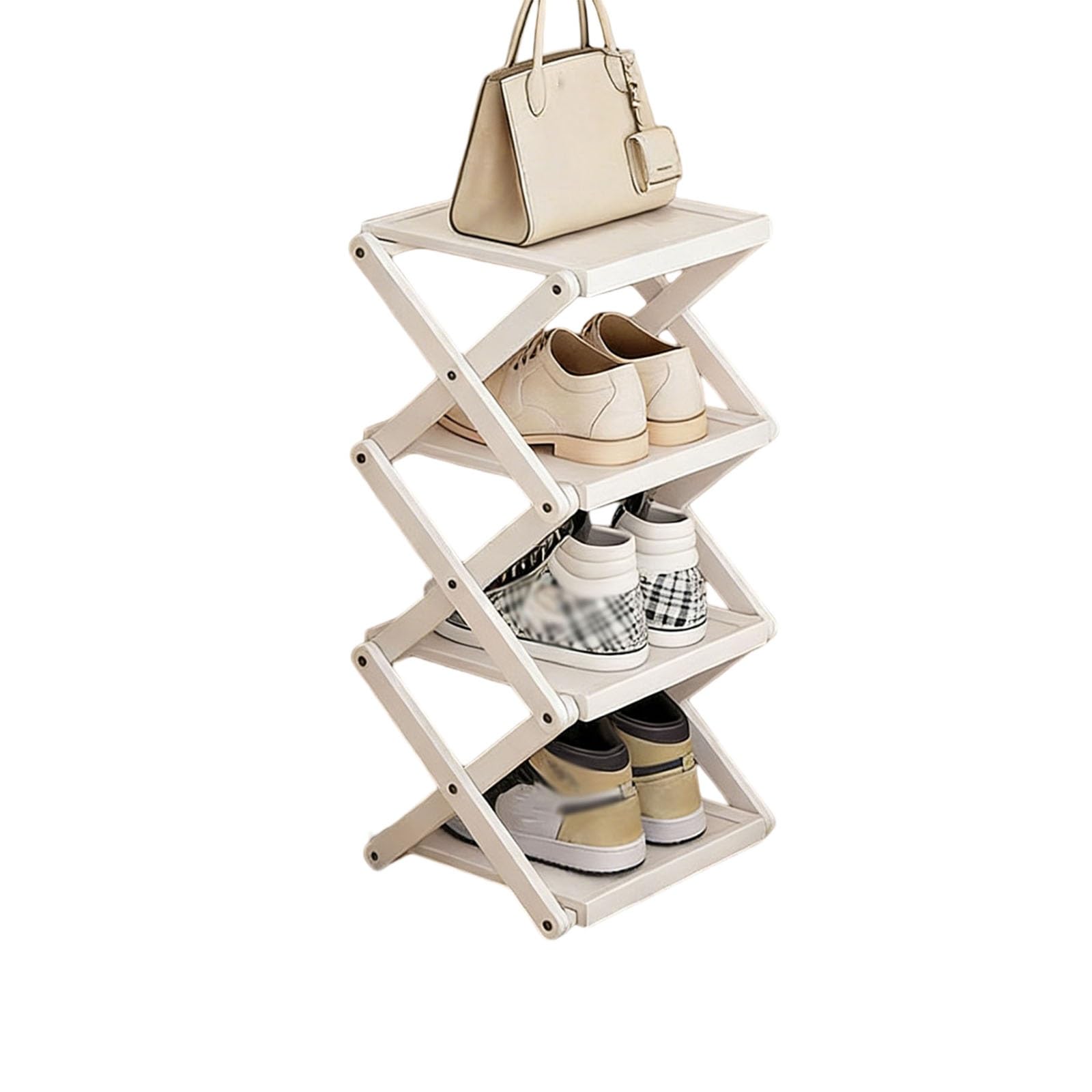 Étagère à chaussures en bambou pliable meuble de rangement fin pour entrée et salon