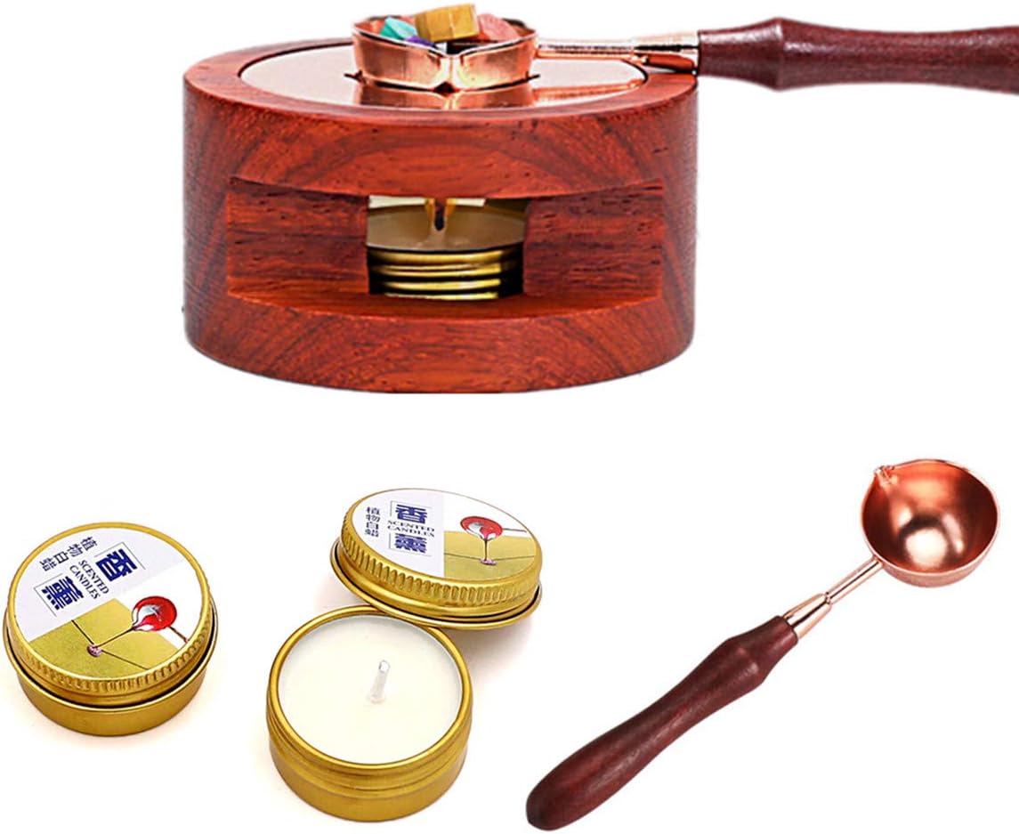 Wax Seal Warmer Melting Kit,Wax Beads Melting Furnace Tool with Melting Spoon and White Candles for Arts Crafts Wax Seal Stamp