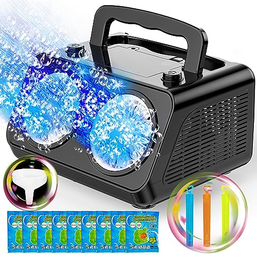 Bubble Machine, Automatic Bubble Machine for Kids 20000+ Bubbles Per Minute, Portable Bubble Machine Battery Operated with 2 Fans, Bubble Maker for Outdoor Indoor Birthday Wedding Party