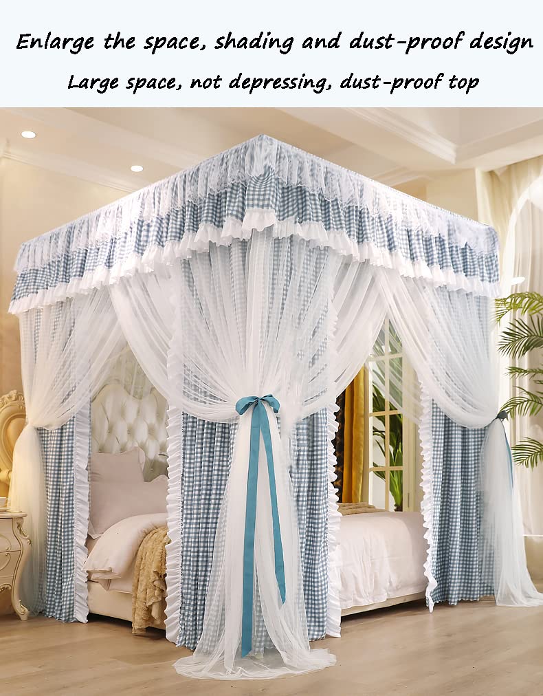 Zasłona na łóżko Cztery narożne słupki z prętami baldachim zasłona na łóżko pojedyncze do łóżek King Size (rozmiar: 200 x 150 x 210 cm, kolor: zielony)